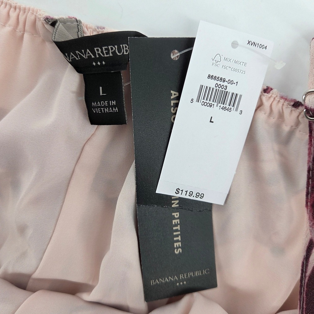 Banana‎ Republic Gauze Maxi Dress L Violet Floral Tiered Smocked Summer - Picture 4 of 9